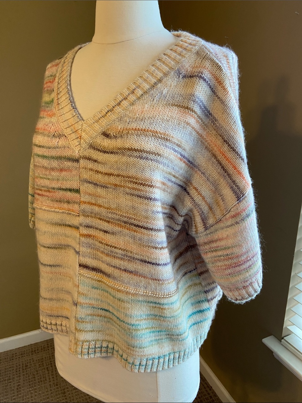 Anthropologie‎ Multicolor Pastel Stripe Sweater for Spring/Summer,  Medium/Large